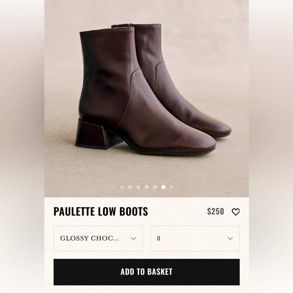 Sézane Paulette Boots Glossy Chocolate Size 8